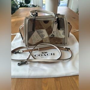 Coach 21 Dreamer Patchwork Satchel - Cream, Brown, and Tan